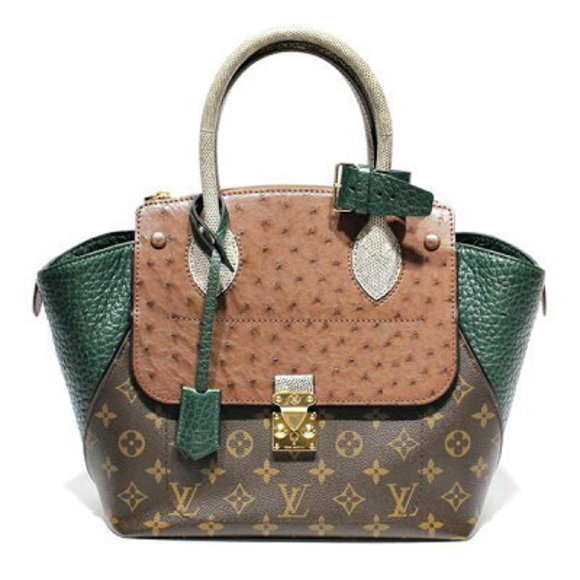 Louis Vuitton Exotic Tote Handbag Veil Brown Green ostrich - Picture 1 of 4